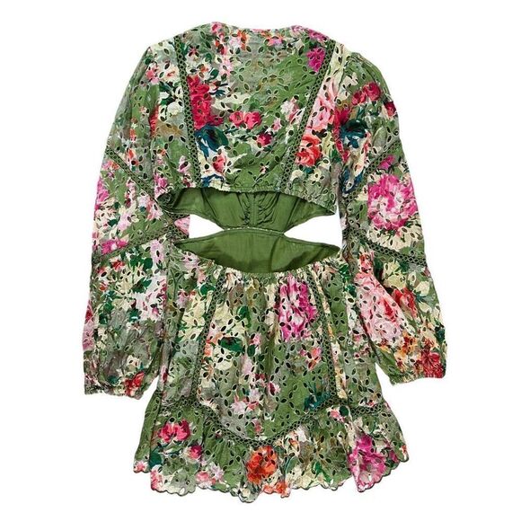 HEMANT AND NANDITA Zaria Short Dress in Military Green - Picture 6 of 13